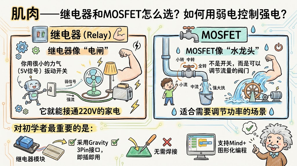 肌肉——继电器和MOSFET怎么选？如何用弱电控制强电？