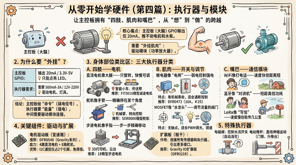 从零开始学硬件（第四篇）：执行器与模块——硬件的四肢、肌肉和嘴巴