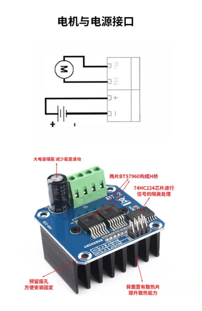 【花雕动手做】BTS7960 电机驱动模块 43A大功率 H桥马达电子智能车刹车驱动板_image_11.webp