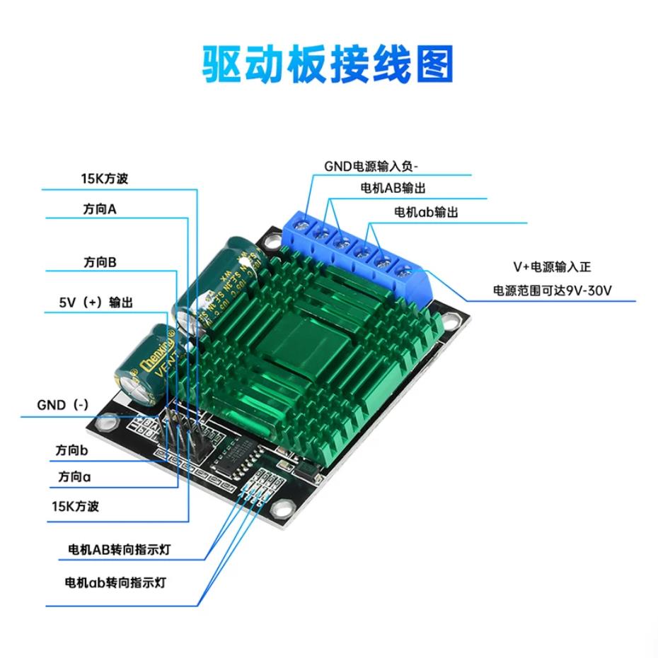 【花雕动手做】9V-30V 60A双路 PWM 直流电机驱动器模块 调速控制器板 大功率H桥_image_6.webp
