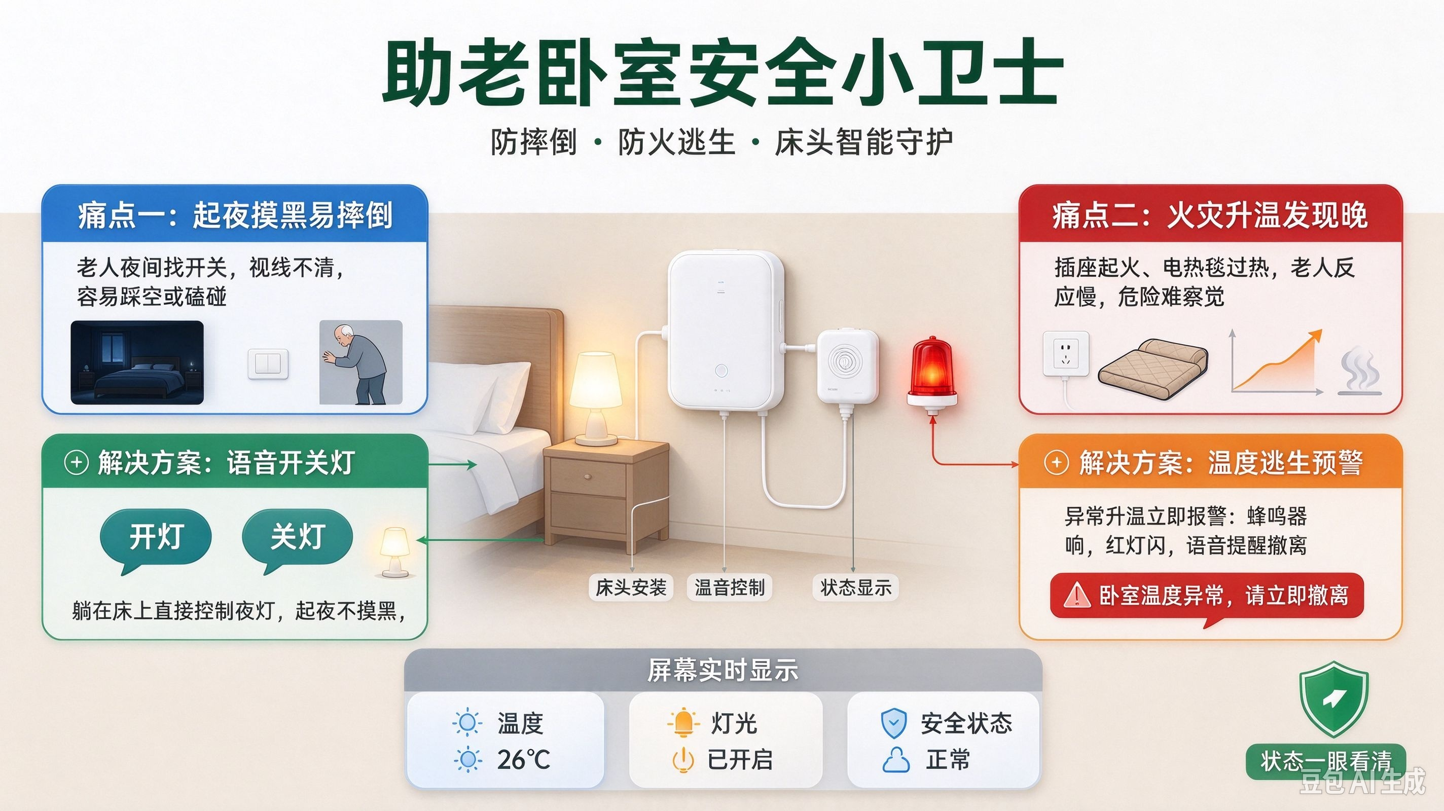 助老卧室安全小卫士