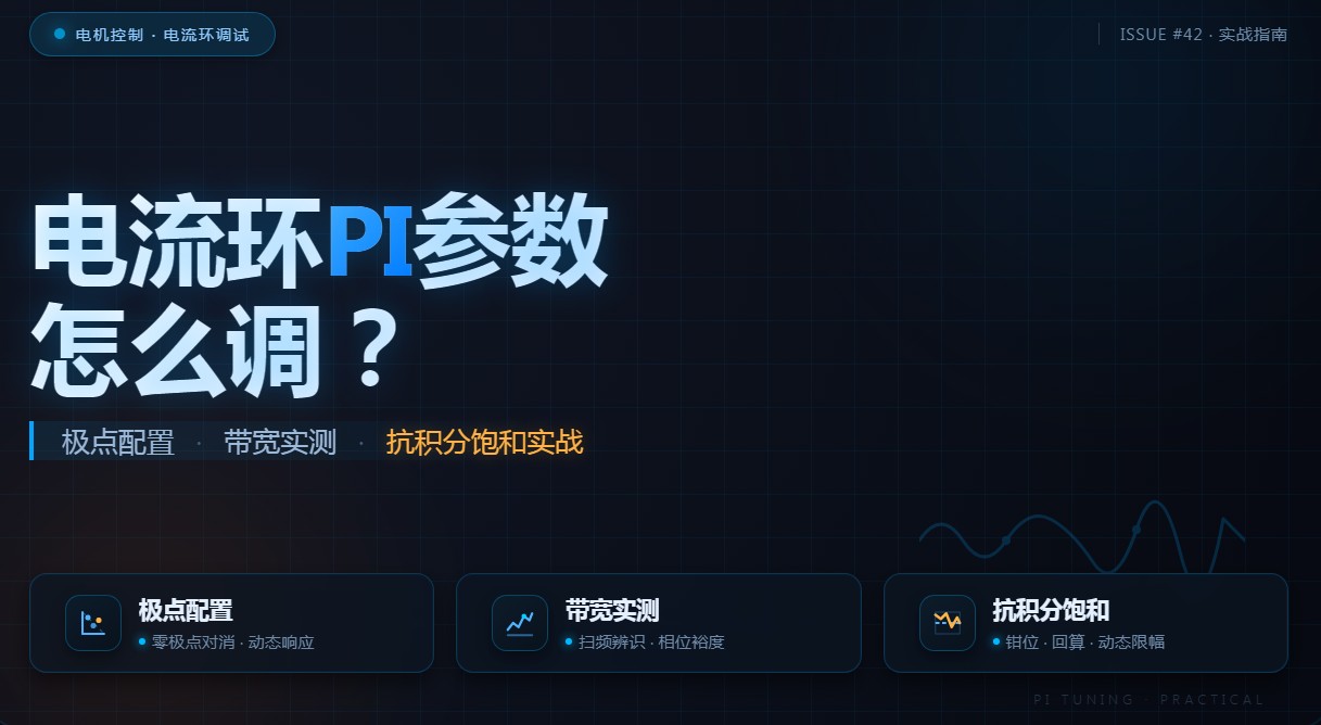 电流环PI参数怎么调？极点配置、带宽实测与抗积分饱和实战
