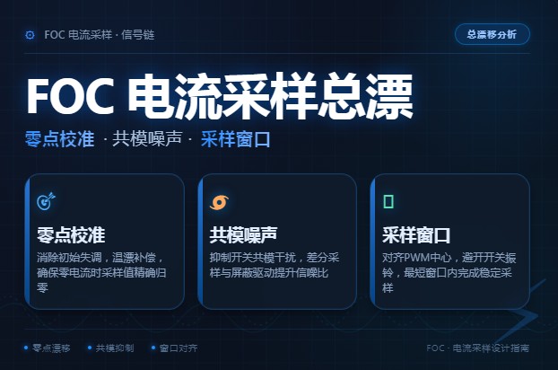 FOC 电流采样总漂：零点校准、共模噪声与采样窗口