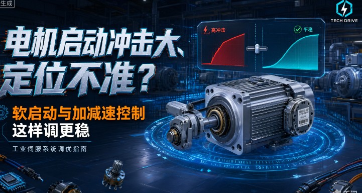 电机启动冲击大、定位不准？软启动与加减速控制这样调更稳