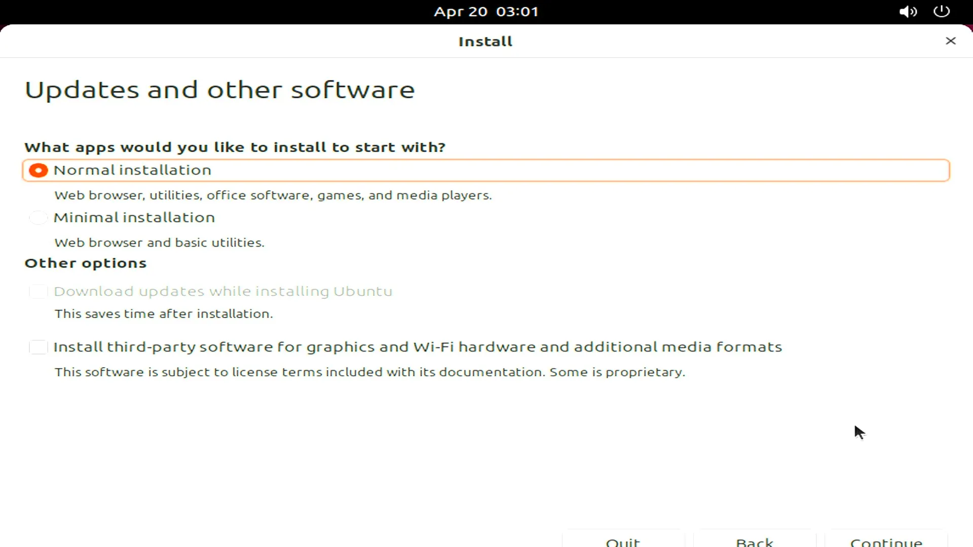 Ubuntu 更新和软件选择